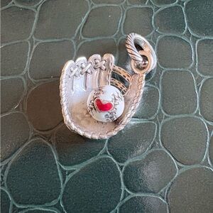 Brighton Silver Baseball Glove Charm with Red Heart Accent